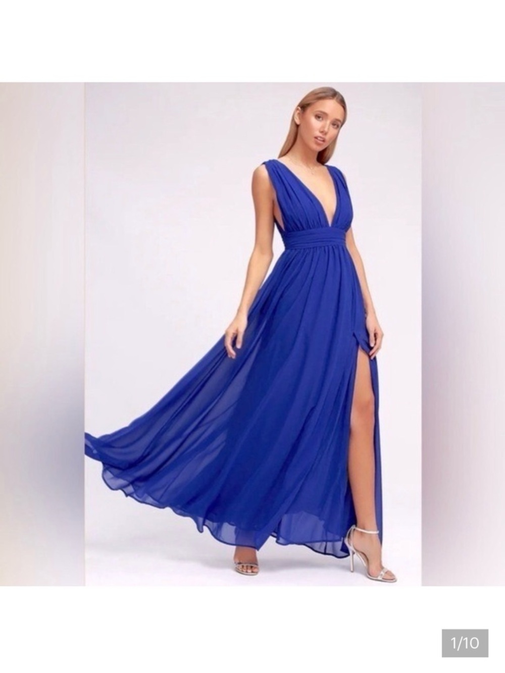 Lulus Heavenly Hues Royal blue Maxi Dress with Side Slit
